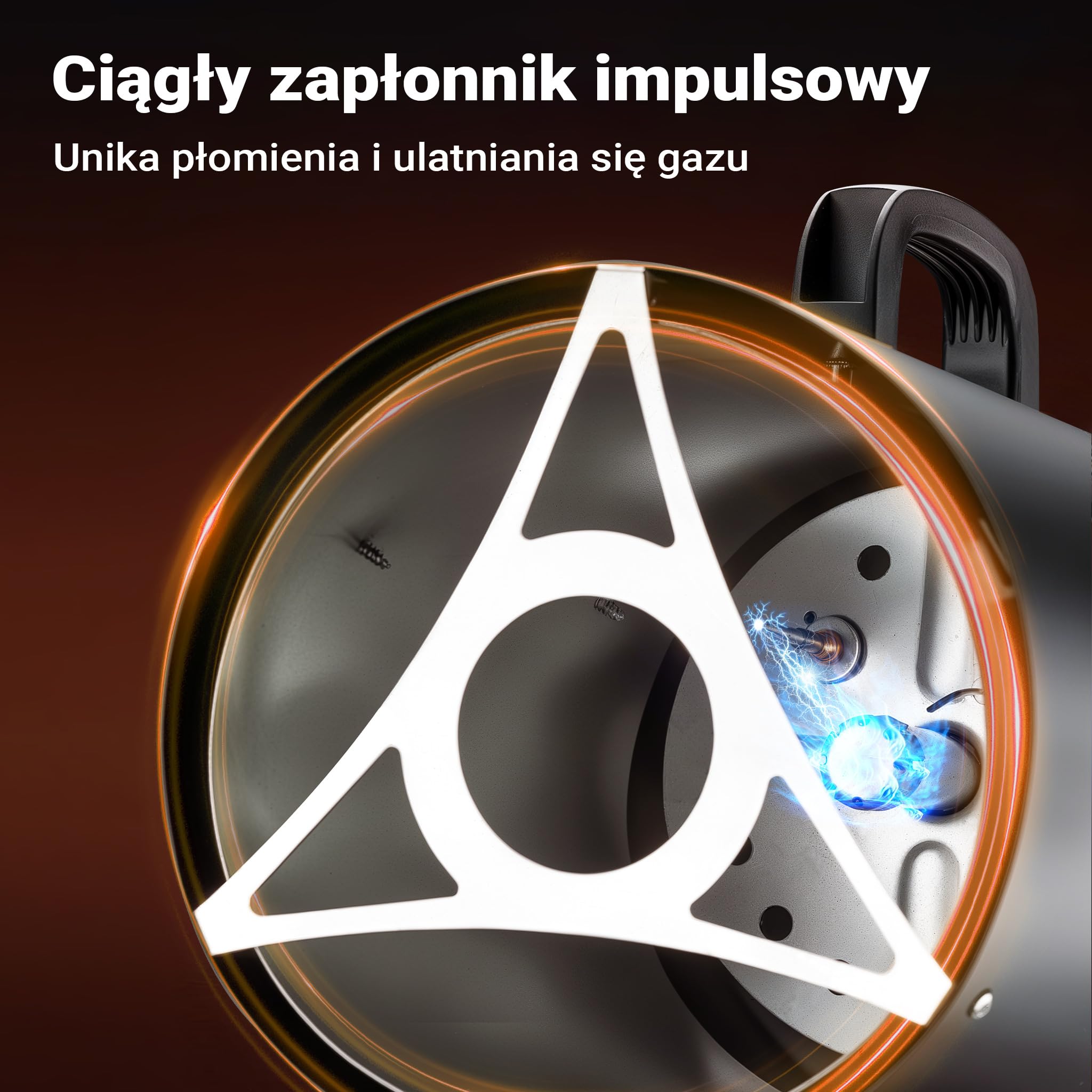 Wiltec Nagrzewnica gazowa 15 kW, przemysłowa dmuchawa do dużych powierzchni, ogrzewacz gazowy z piezoelektrycznym zapłonem, nagrzewnica budowlana