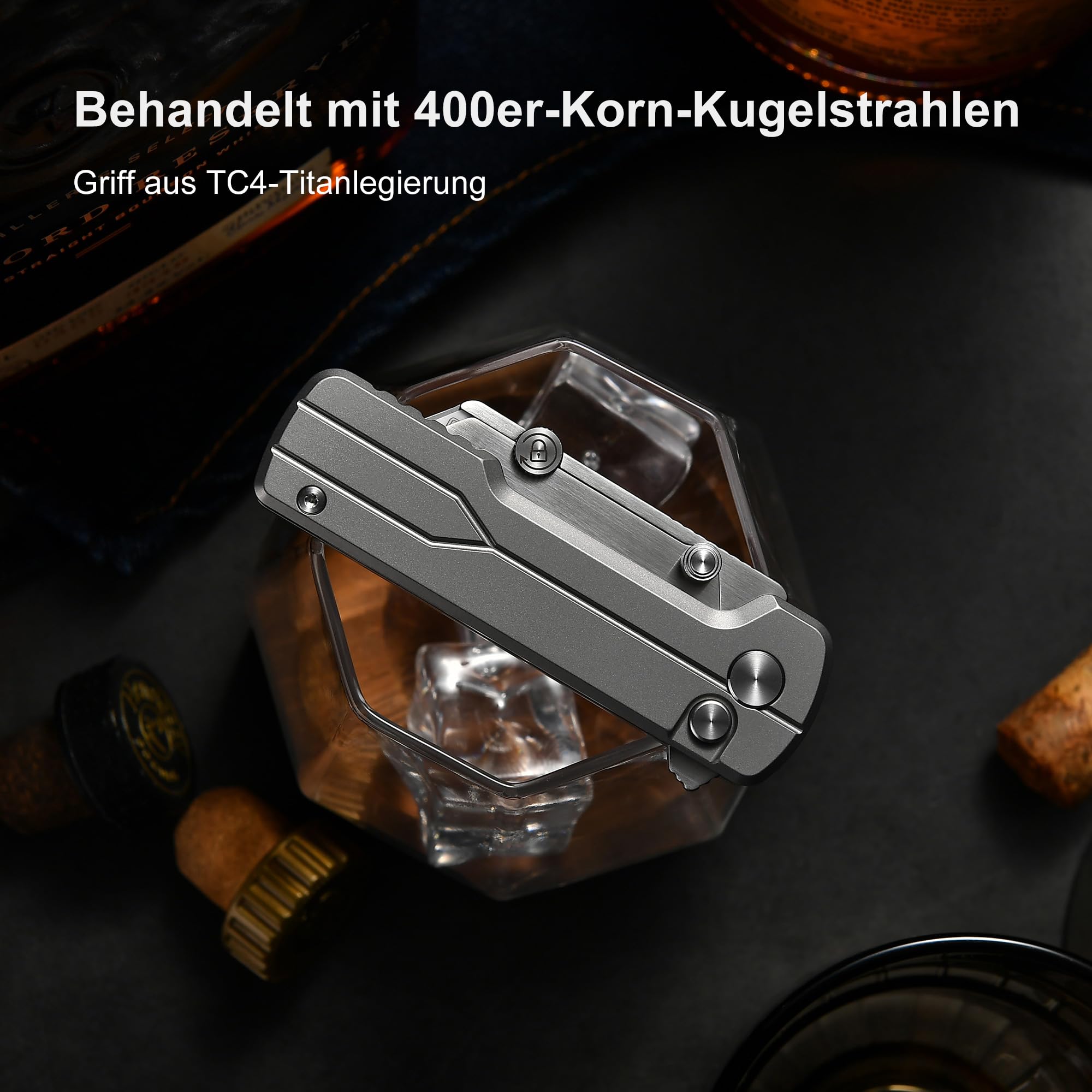 OKNIFE U1 Ultra Titanium EDC Taschenklappmesser Keramikklinge Boxcutter | Leichter Griff mit Knopfsperre & praktischem Taschenclip, kompakter EDC Cutter für Alltag,Taschenmesser
