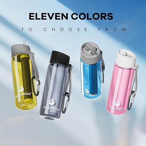 Miniatura 7 de Survimate Botella de agua filtrada de 5 etapas de 0.01 m, material sin BPA, certificado NSFANSI 42 y 372, botella de filtro de agua portátil para