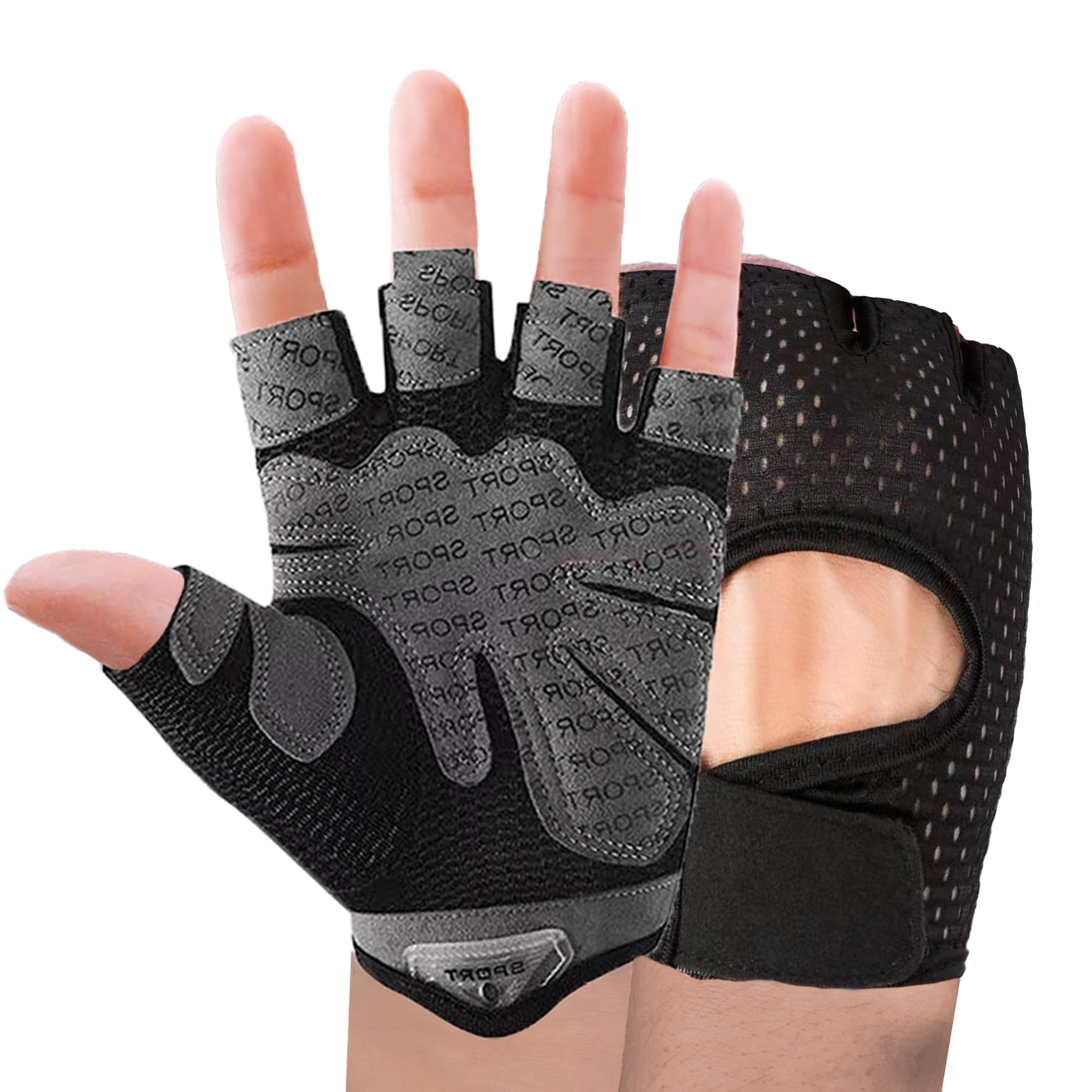 Workout Gloves for Men and Women, Weight Lifting Gloves for Exercise Gloves Fishing Gloves Fingerless Breathable Cycling Gloves, Gym, Fitness, Training, Anti-Slip, Snug Fit