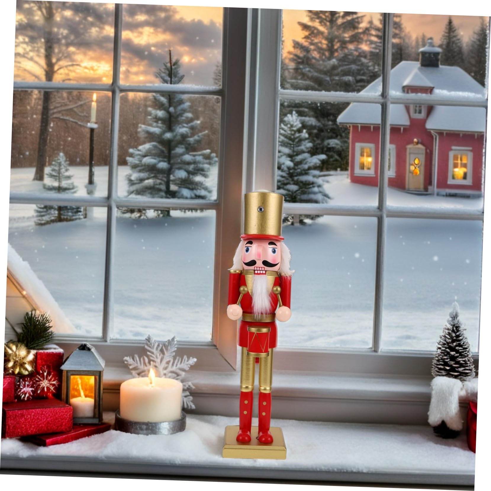 SOIMISS Nussknacker-Soldat Figur aus Holz für Weihnachts-Dekoration Klassischer Stil als Tisch oder Kaminsims-Ornament