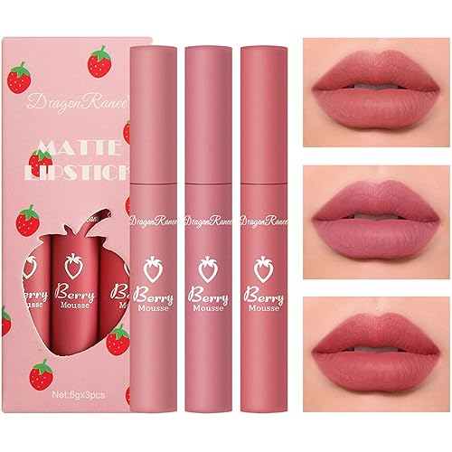 3 lápices labiales líquidos mate de terciopelo, juego de cosméticos de maquillaje para mujeres, 3 colores, esmalte de labios de larga duración,