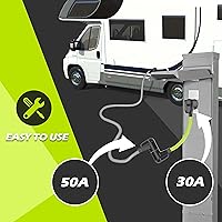 Vista 4 de CircleRiver Cable adaptador RV de 30 amperios a 50 amperios, NEMA TT-30P macho a 14-50R hembra Dogbone Cable de alimentación RV con mango de agarre