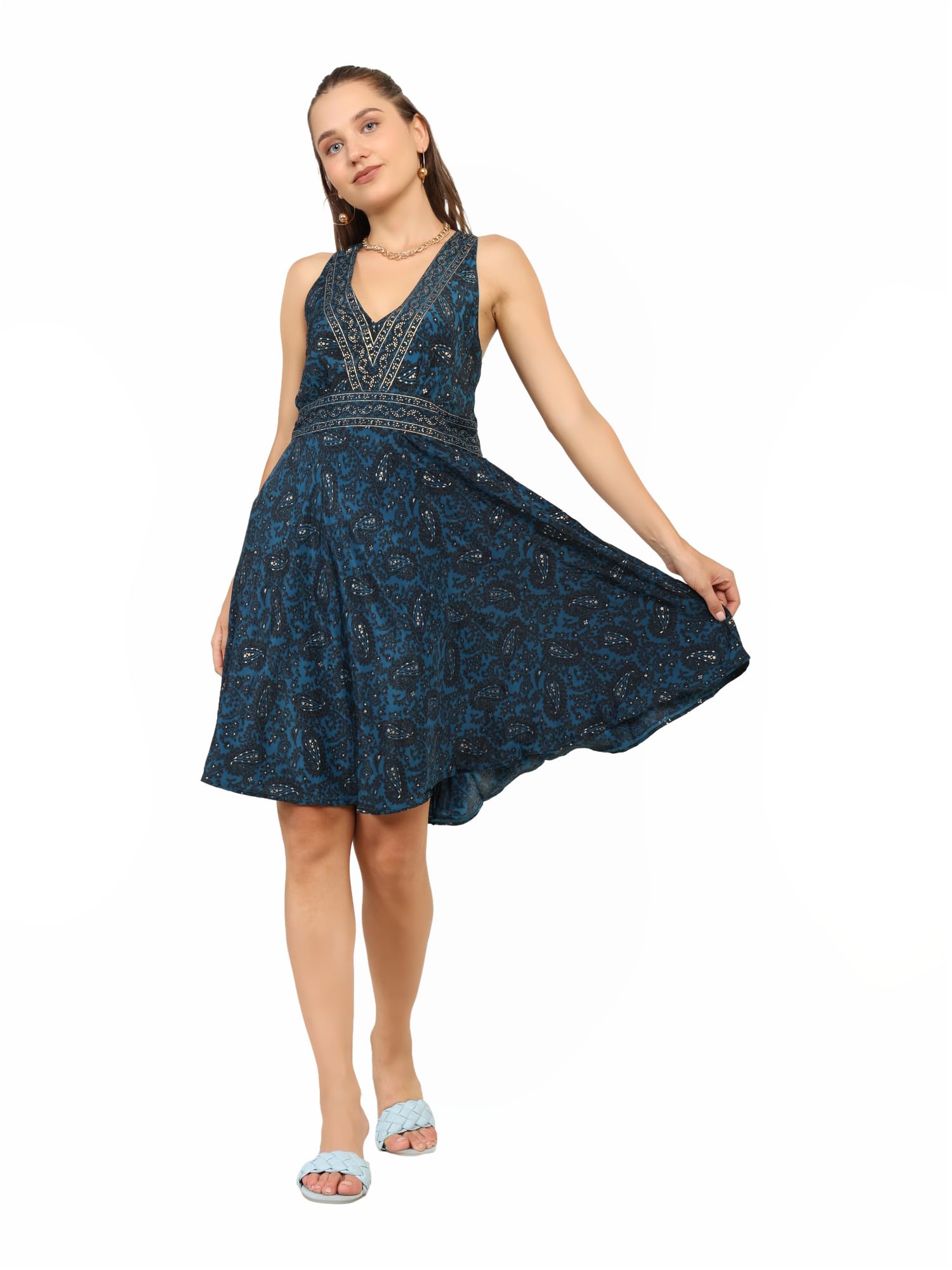 Kanha exports Women and Ladies, Girl,Boho Designer Dress for Women, Silk Short Dress, Boho Dress, Pattern with Tie Belt, Beach wear