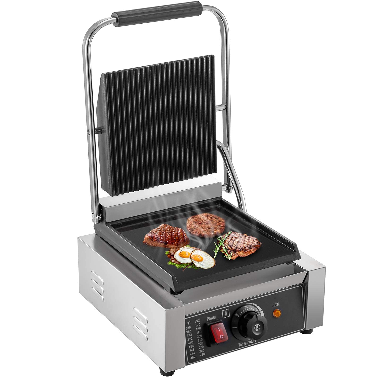 Komercyjna Prasa Panini Grill Elektryczna Prasa Do Kanapek Grill 1800 W Prasa Do Kanapek Toster Pojedyncze Głowice Prasa Do Grilla Panini Toster Komercyjna Maszyna Do Kanapek Do Kuchni