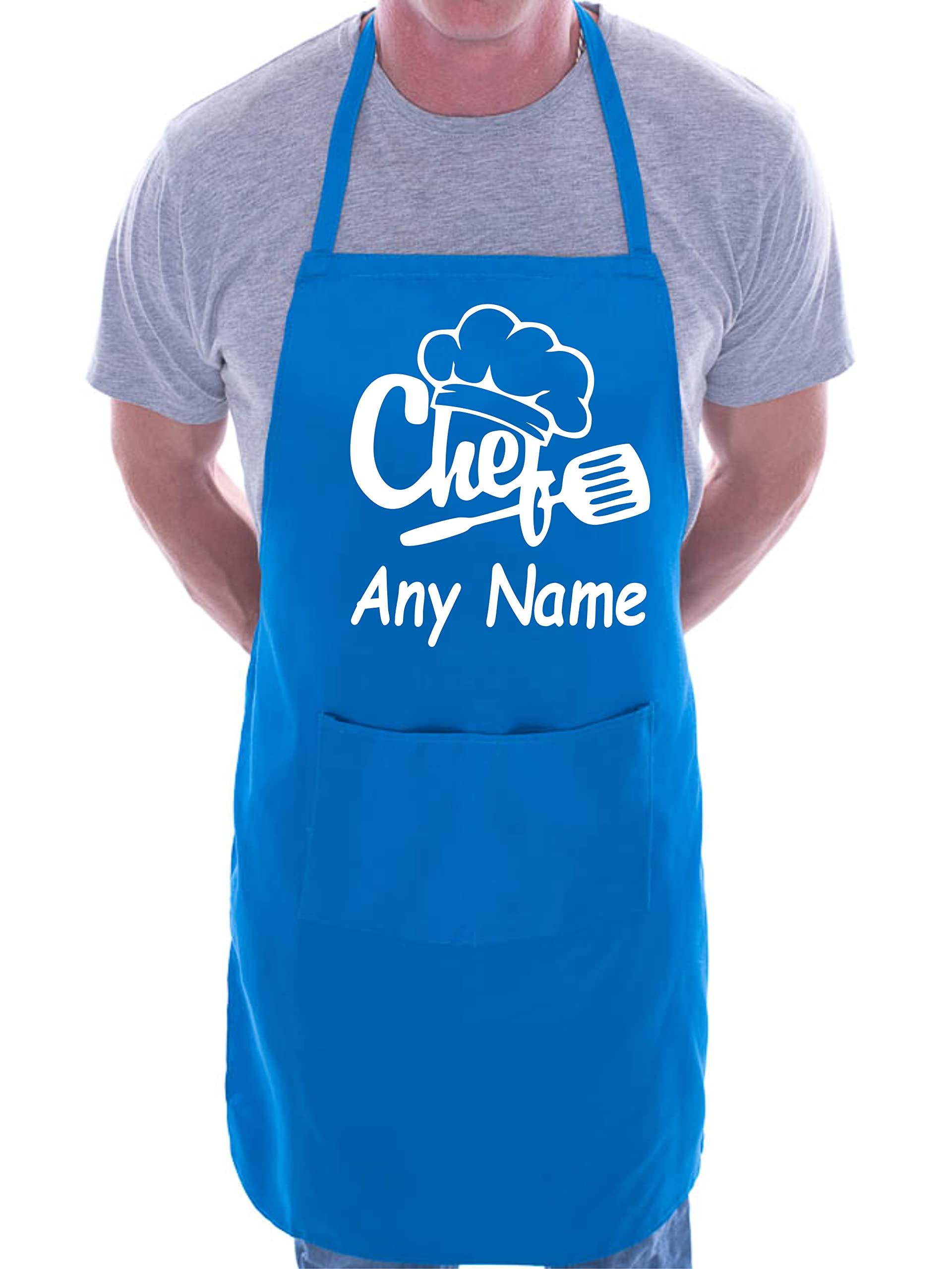 Print4U Personalised Apron Chef Your Text Here Any Words BBQ Baking Cooking Blue