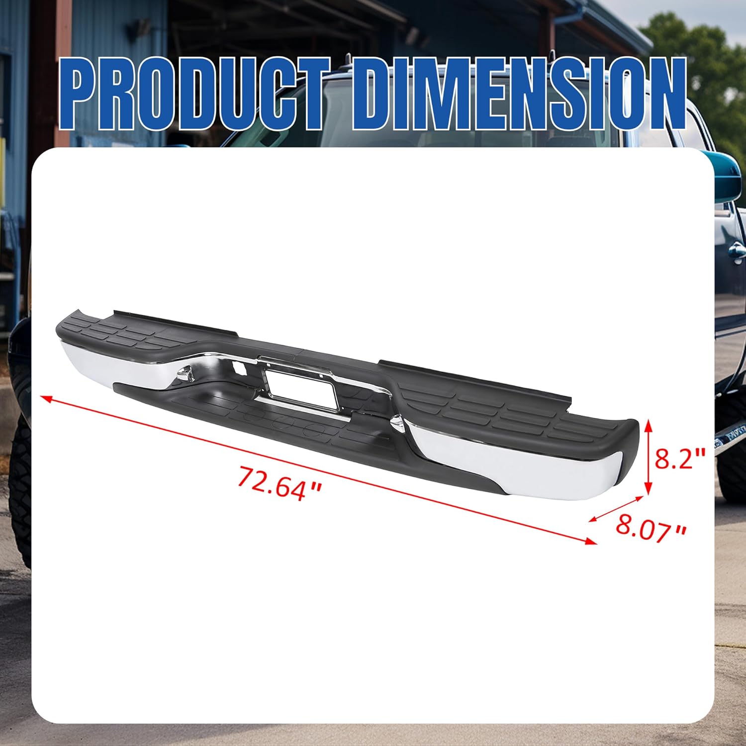 KUAFU Rear Step Bumper Compatible with 1999-2007 Chevy Chevrolet Silverado GMC Sierra 2500 HD 3500 Truck Chrome Steel Replacement for GM1103129 12473000 GM1103141 GM1191121
