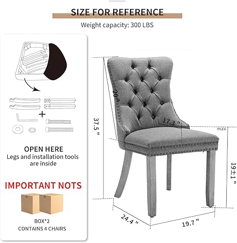 Miniatura 3 de Black Mid Century - Juego de 4 sillas de comedor modernas tapizadas de terciopelo para cocina y comedor con ribete de cabeza de clavo y patas de