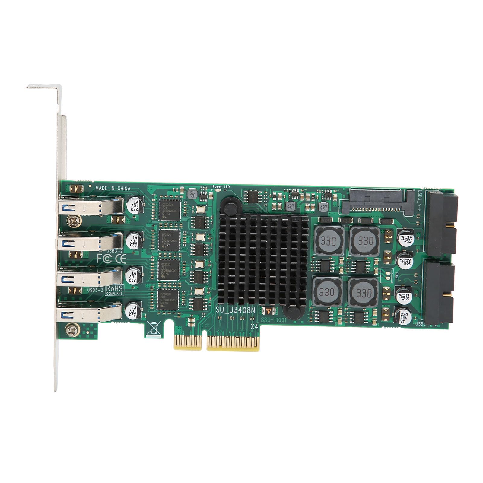 Karta Adaptera PCIE na USB3.0 Niezawodna 4-kanałowa Szybka Karta rozszerzeń PCIE na USB3.0 dla Systemów Xp, ESxI itp. na .0