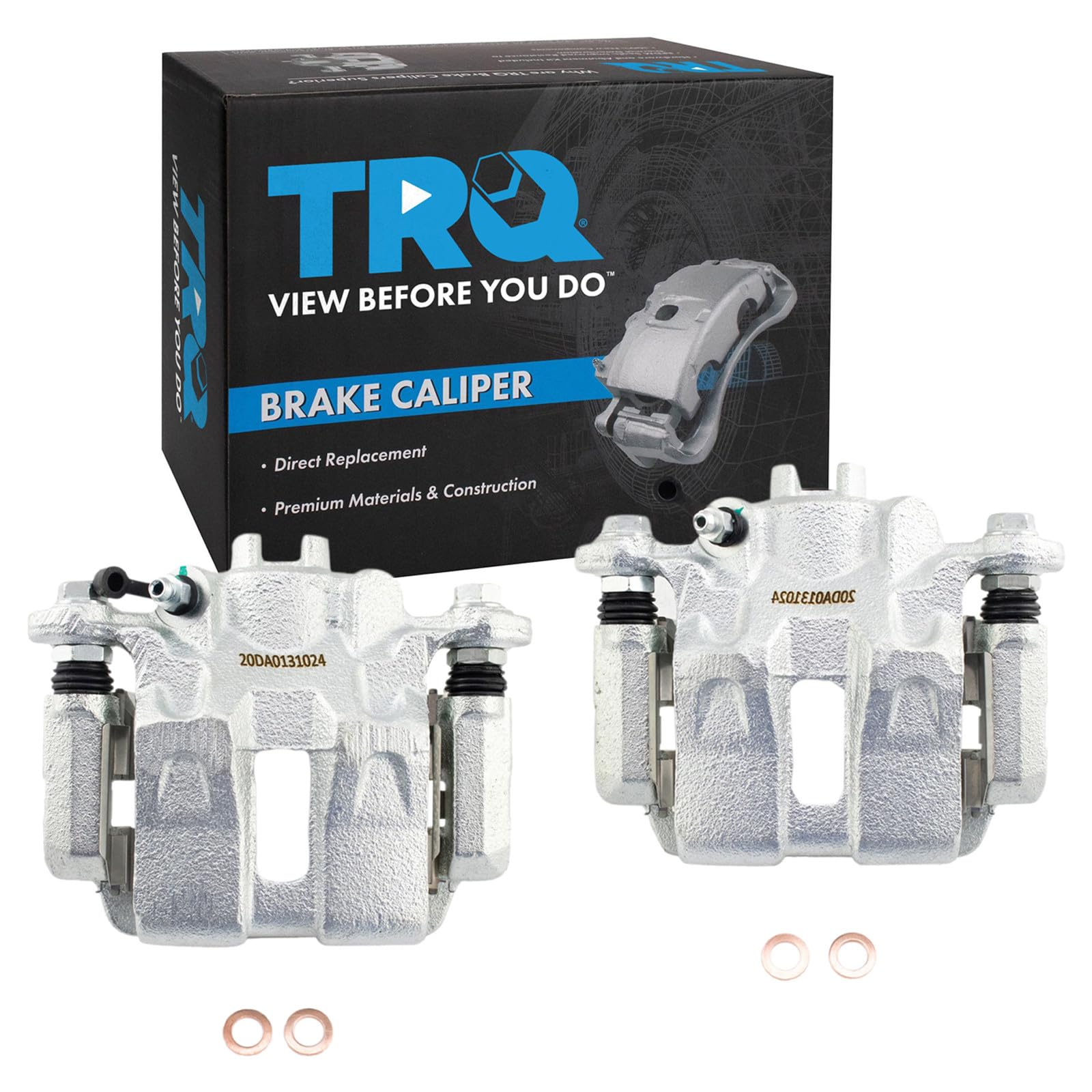 TRQ Rear Driver and Passenger Side Brake Caliper Set Caliper Brackets Hardware Compatible with 05-10 Honda Odyssey