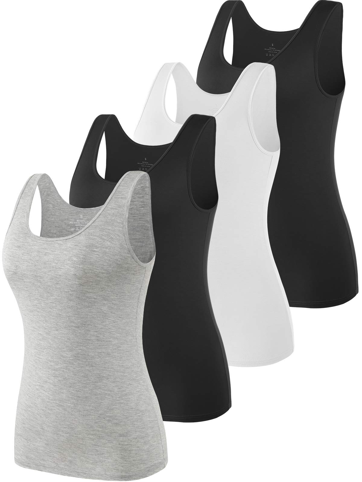 vislivin Elastische Tank Tops für Damen Unterhemden 3/4er Pack