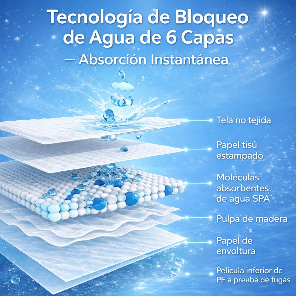 40x empapadores absorbentes Desechables 60 x 90 Alfombrillas Entrenamiento de Perros Grandes-Maxima absorcion-Protector Cama Impermeable Adultos con incontinencias-higiene y Cuidado Bebes - 5