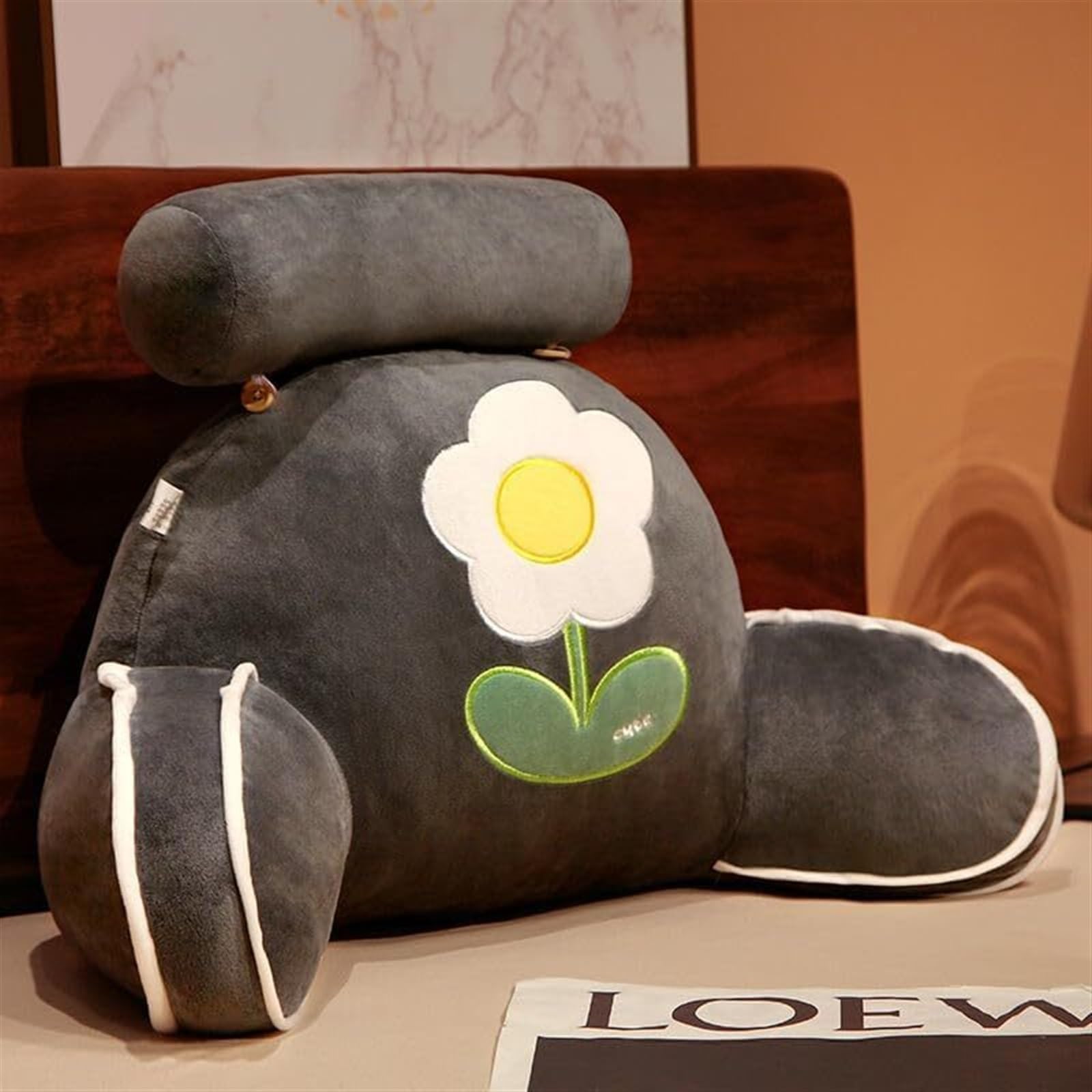 Uoxhfdh Grey Back Support Comfortable Backrest Cushion To Relax Arm And Lumbar Fluffy Waist Rest Cushions(,70 * 45Cm)