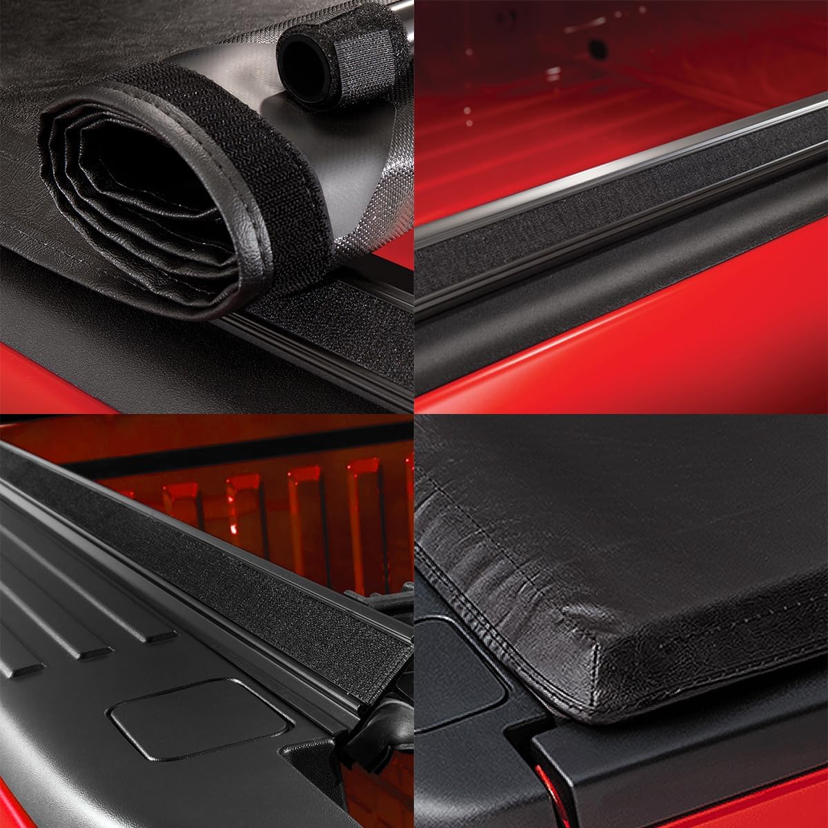 Roll-Up Truck Bed Cover Soft Vinyl Tonneau Cover Compatible with 1999-2013 Sierra Silverado 1500 8Ft Fleetside/Styleside Bed Only, Black