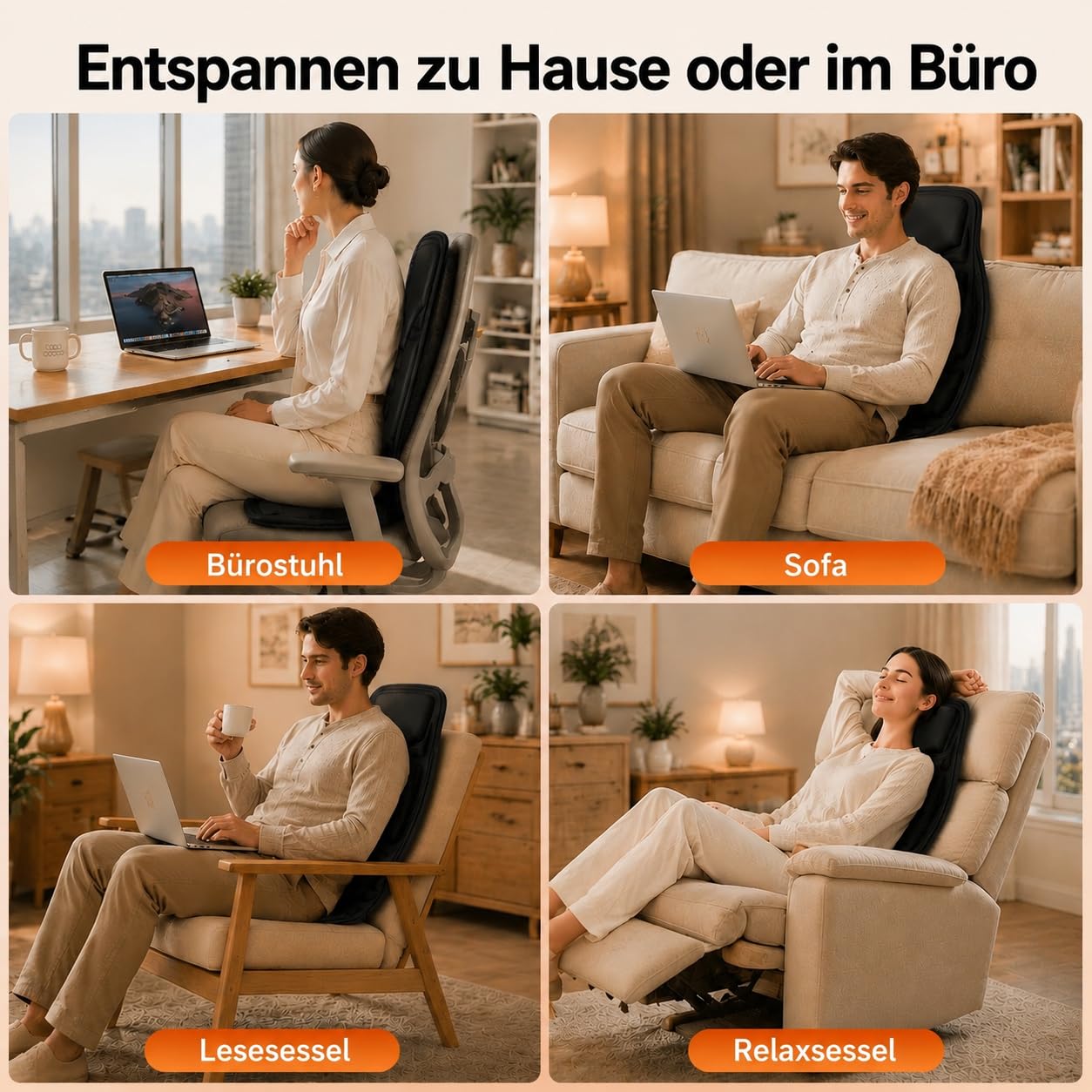 Massagesitzauflage mit Wärme,10 Vibrationsmotoren Massageauflage mit Vibration für Rücken und Nacken,Sitzkissen zur Entspannung,Rückenmassagegerät Hause Büro,Geschenke für Männer/Frauen/Mama