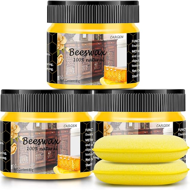 CARGEN 3 PCS Wood Seasoning Beewax Natural Beewax Traditional Wood Wax Multipurpose Beeswax Furniture Polish for Wood Cleaner and Polish Furniture Care