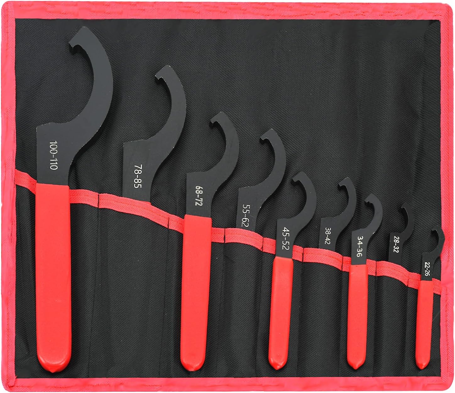 9 PCS Coilover Spanner Wrench Set, Universal Adjustable Shock Wrench, Carbon Steel Wrench