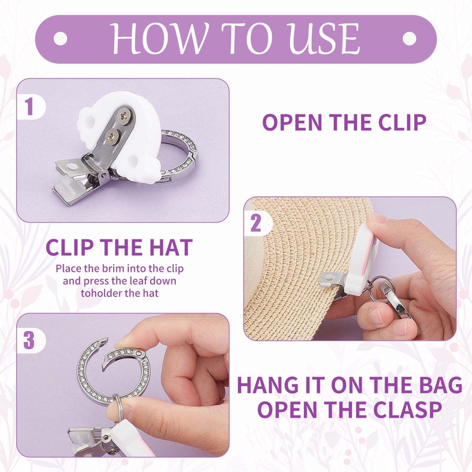 NICENEEDED 3 Pince à Chapeau Pour Sac De Voyage Porte Chapeau En Silicone Pour Sac à Dos Et Bagages Clip De Transport Pour Chapeau De Paille De Plage