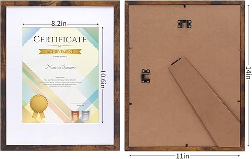 Miniatura 4 de Portarretratos de 8.5 x 11 pulgadas, color marrón, paquete de 15 unidades, certificado de 8.5 x 11 pulgadas con paspartú o imagen de 11 x 14