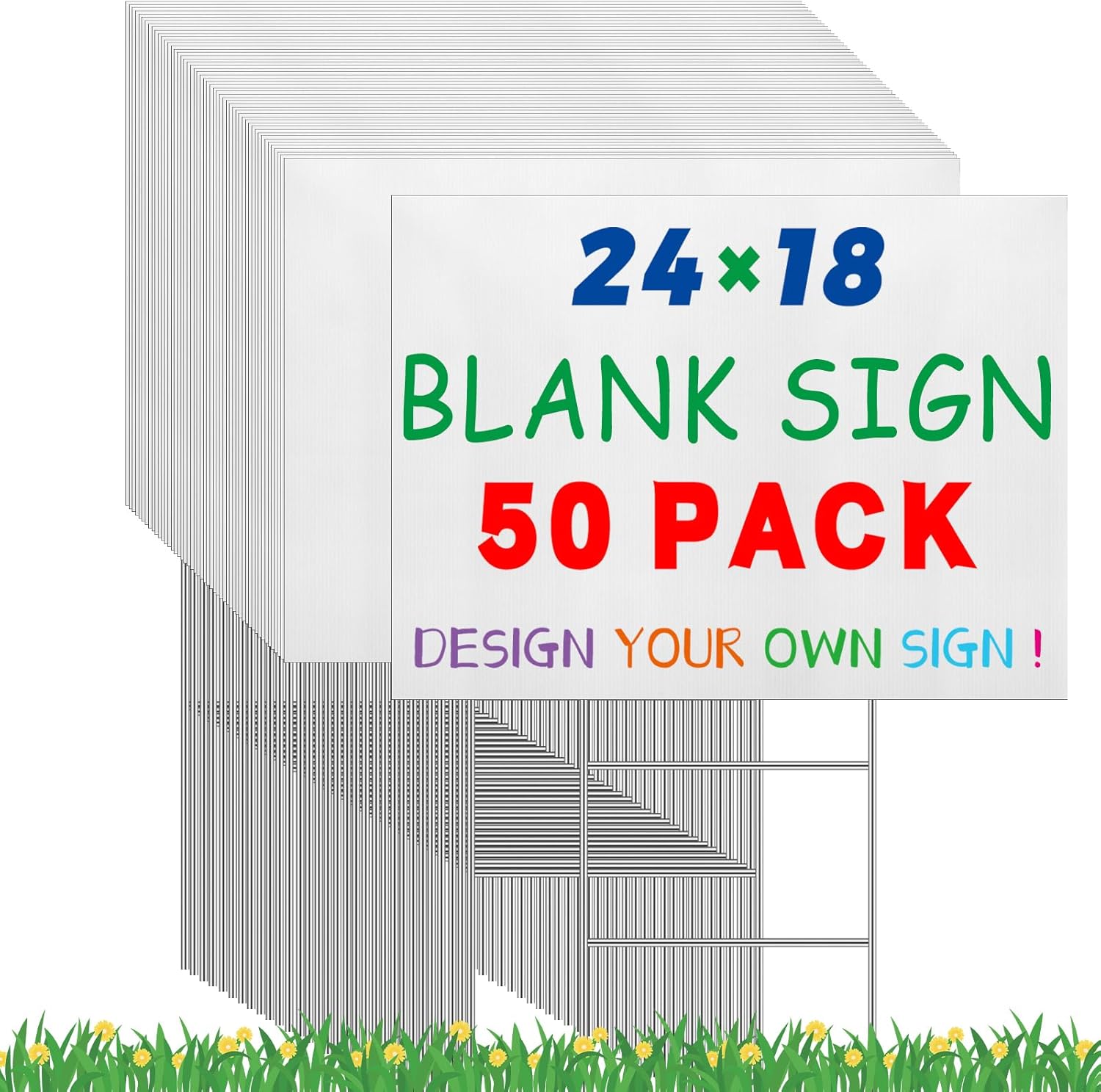 Amazon.com : Kigley 50 Pcs Blank Yard Signs with H Stakes 24 x 18 Inch ...