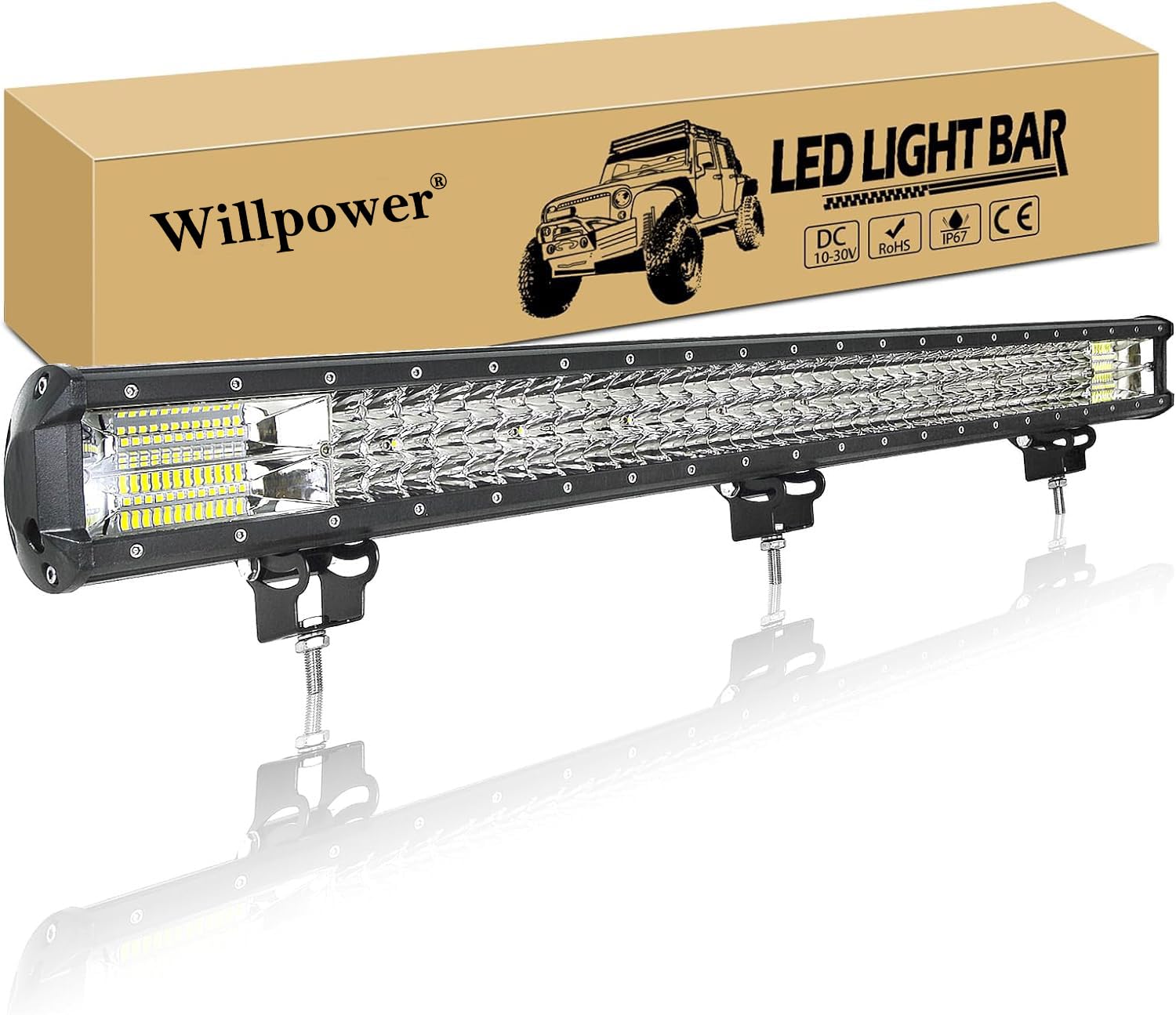 Willpower Barra Led Fuoristrada Con Staffe di montaggio, 28 pollice 396W Barra luminosa a LED per Auto Trattore Camion ATV Barca 4x4