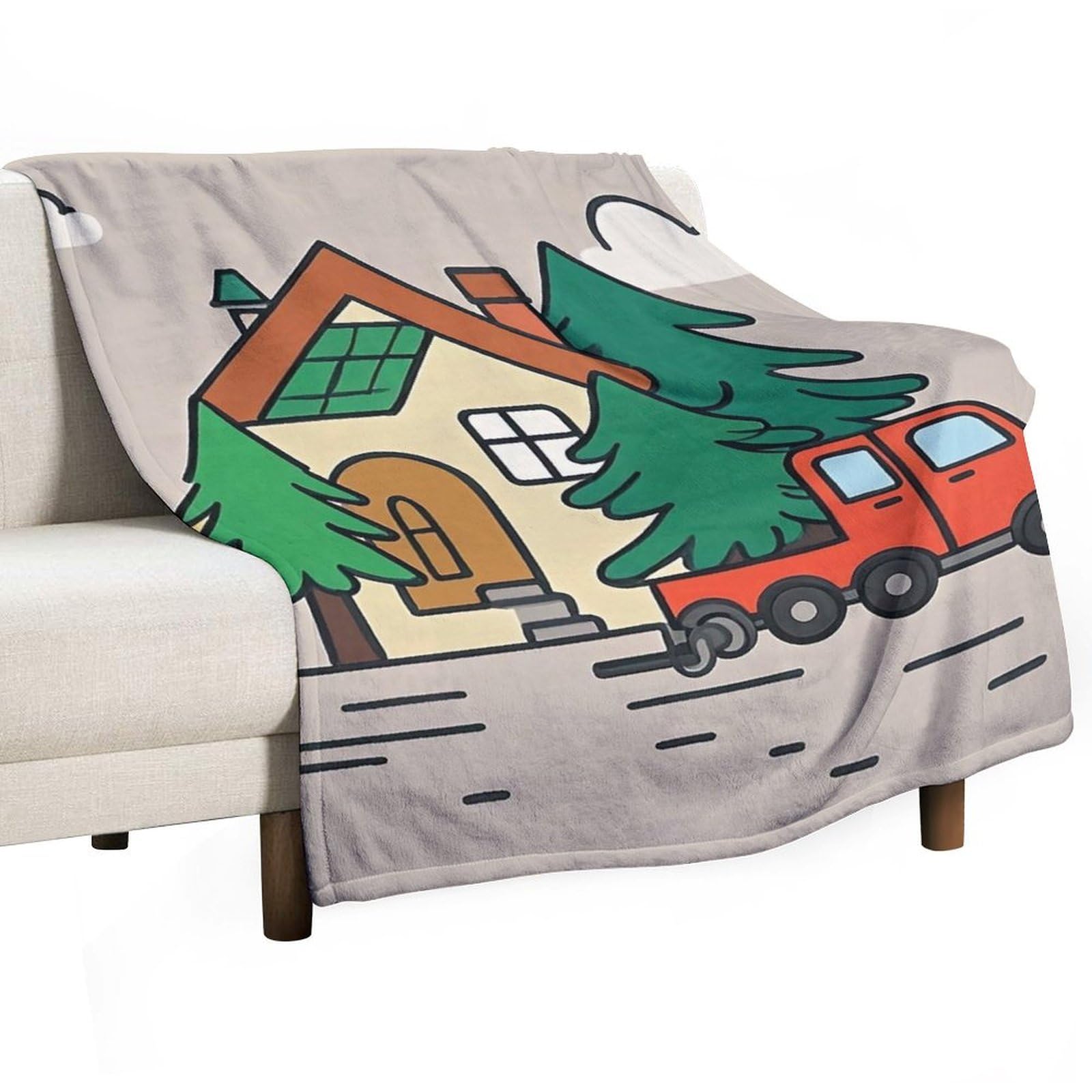 Couverture flanelle pour camping et canapé, grand plaid léger motif bois