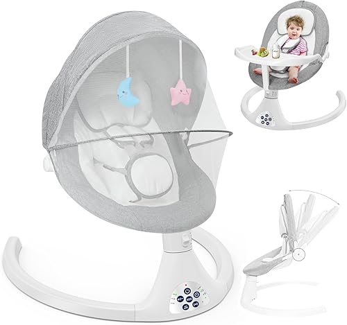 Miniatura 1 de Drinany Columpio eléctrico para bebés y niños pequeños, balancín portátil para bebés recién nacidos, para niños y niñas al aire libre e interior con