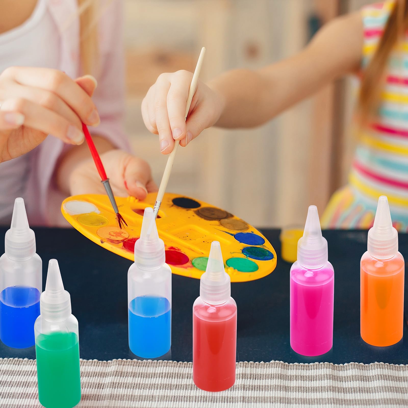 Jingmore 100 botellas de plástico de 1.7 onzas para pintura, arte, botellas vacías de arte de arena, suministros de galletas, botellas de escritor para artes y manualidades
