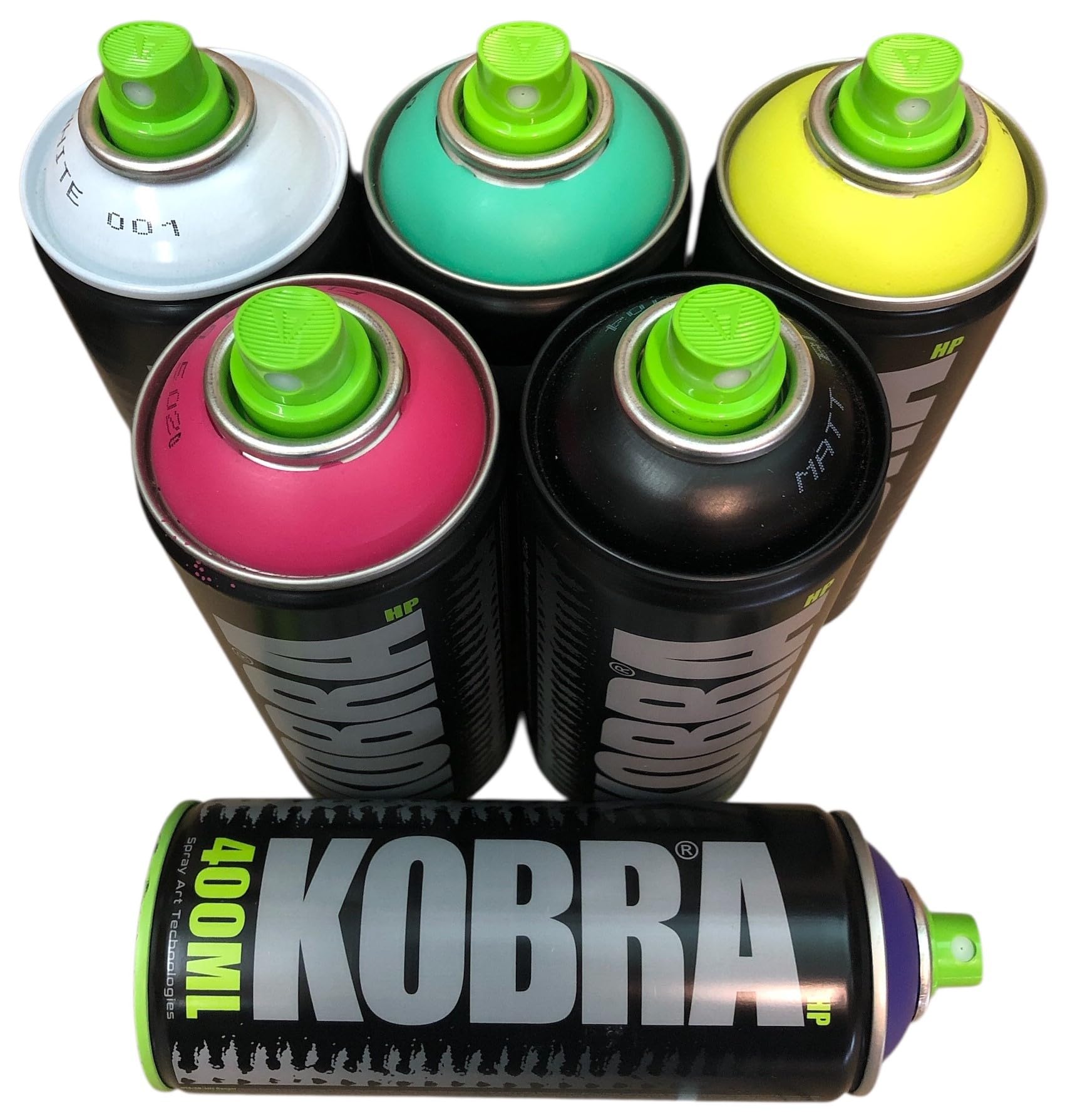 KLAMOTTEN STORE KOBRA Sixer - Graffiti Sprühdosen Set mit schwarz & weiß - mattes Farspray mit hoher Deckkraft 6 x 400ml - high pressure