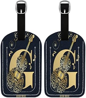 Etiqueta de bagagem PU Leahter para malas, bolsa de viagem de proteção de privacidade etiqueta etiqueta de mala de guitarra letra G, etiqueta de bagagem de viagem etiqueta de identificação para mulheres homens