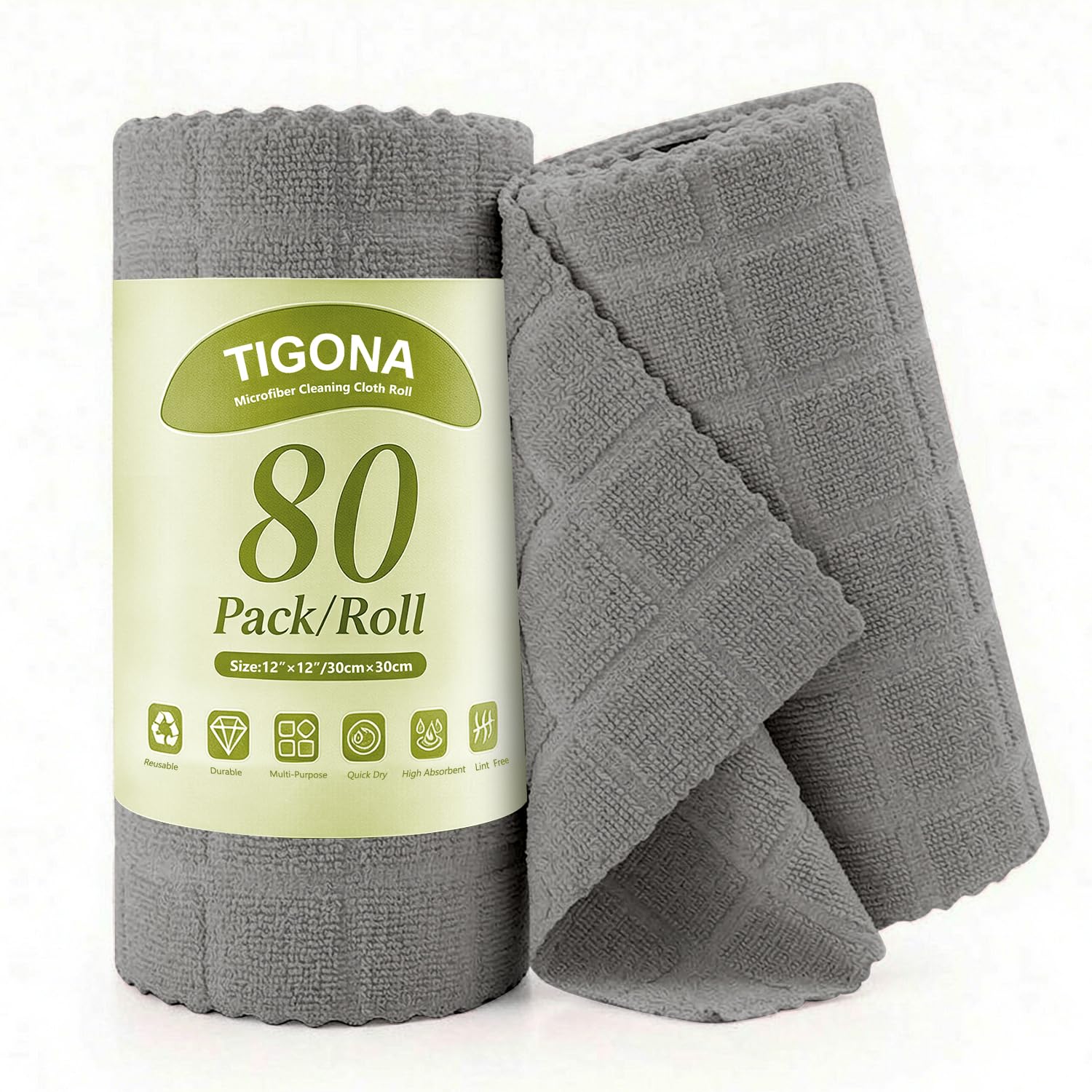 Microfiber Cleaning Cloth Roll,80 Pack Cleaning Towels,Lint Free Rags Paper Towels &amp; Tear Away Reusable Towels,Washable Shop Rags Floral Wipe Cloth,Wash Cloths Dish Rags for Car Kitchen Window