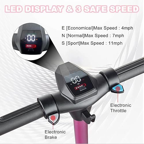 Miniatura 2 de Scooter eléctrico para niños de 6 a 12 años, motor de 150 W, 4711 mph, 60 minutos de tiempo de conducción, velocidad ajustable, pantalla LED, luces