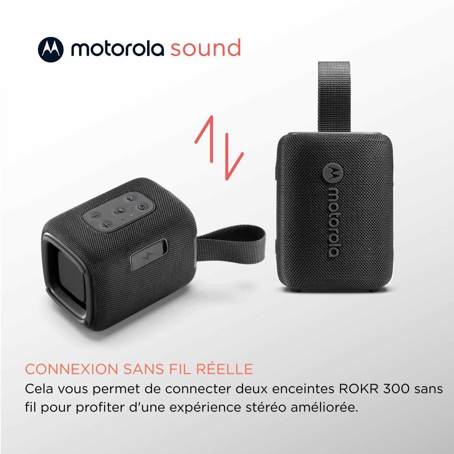 Motorola Sound - Enceinte Bluetooth 5.3 ROKR 300 - Enceinte Portable sans Fil 7W - Enceinte compacte IP67, résistante à l'eau et à la poussière - Durée 12h, Noir