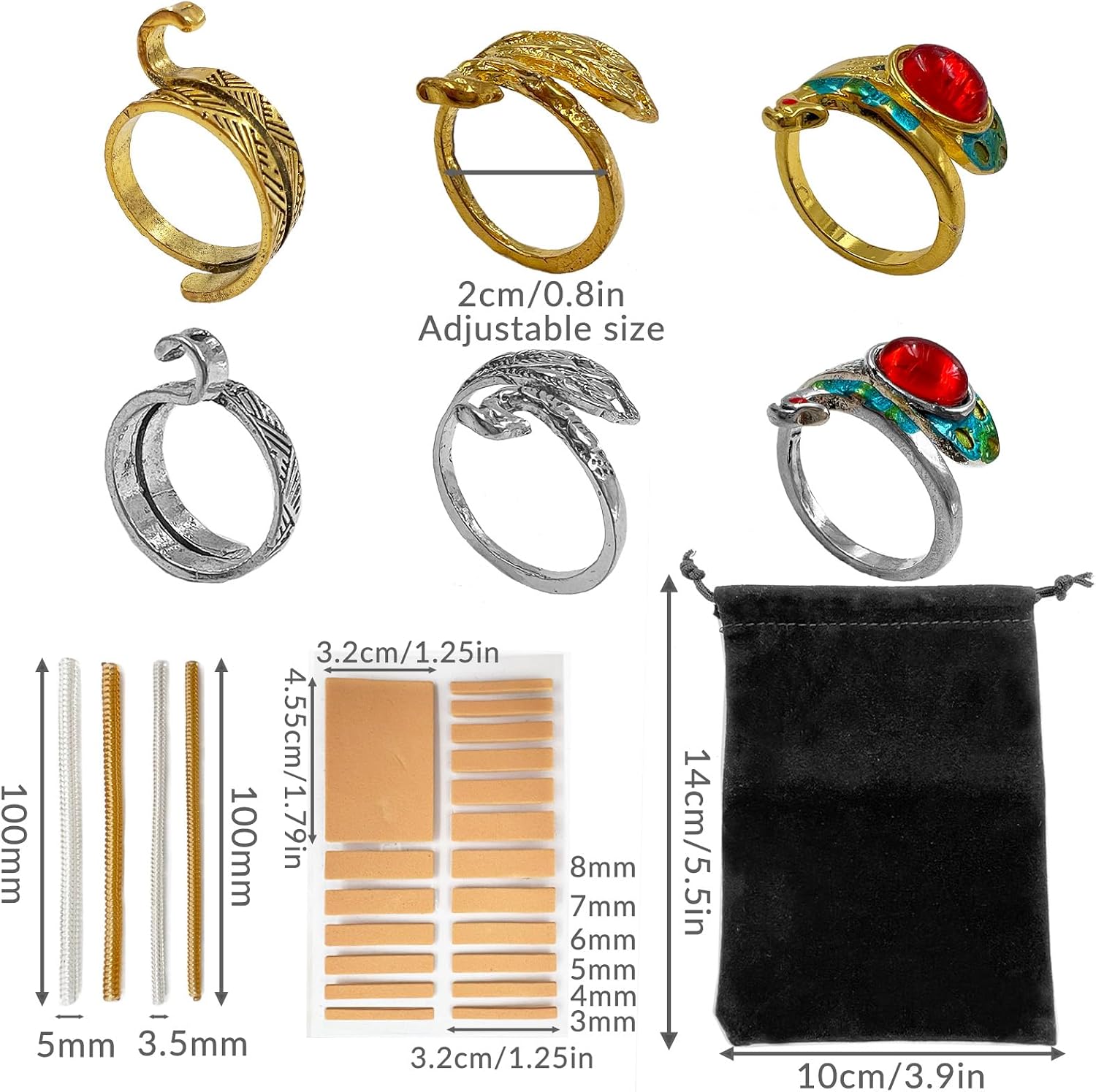 SNAIL GARDEN Crochet Ring - with Spiral Size Adjusters & Adjustment Pads, Decorative 6 Pcs Crochet Tension Ring for Smooth Crocheting & Knitting, Crocheting Rings for Finger for Consistent Stitches