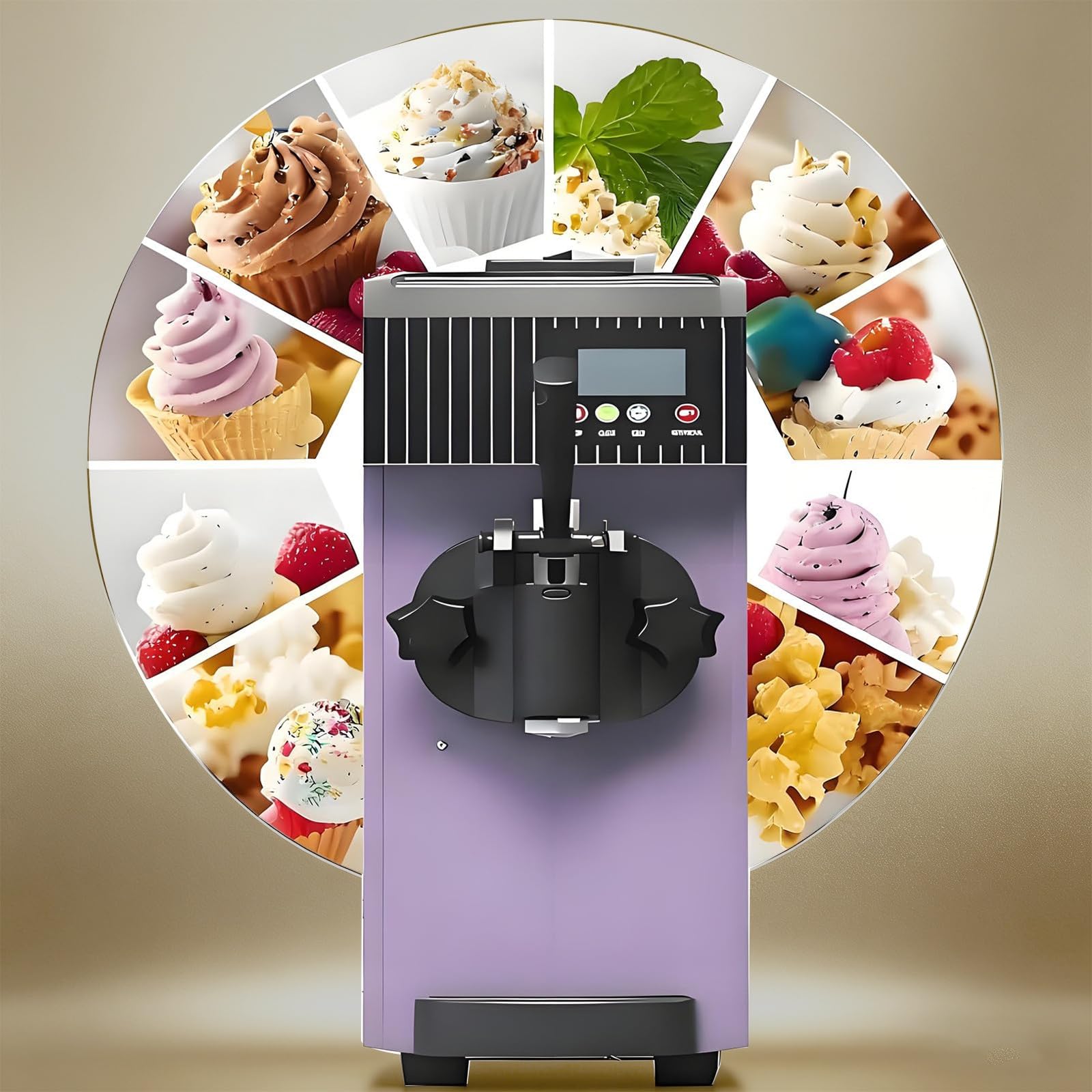 Komercyjna maszyna do lodów Soft Serve - panel LCD, automatyczne czyszczenie, chłodzenie wstępne, ekspres do lodów na blacie dla restauracji i sklepów z deserami