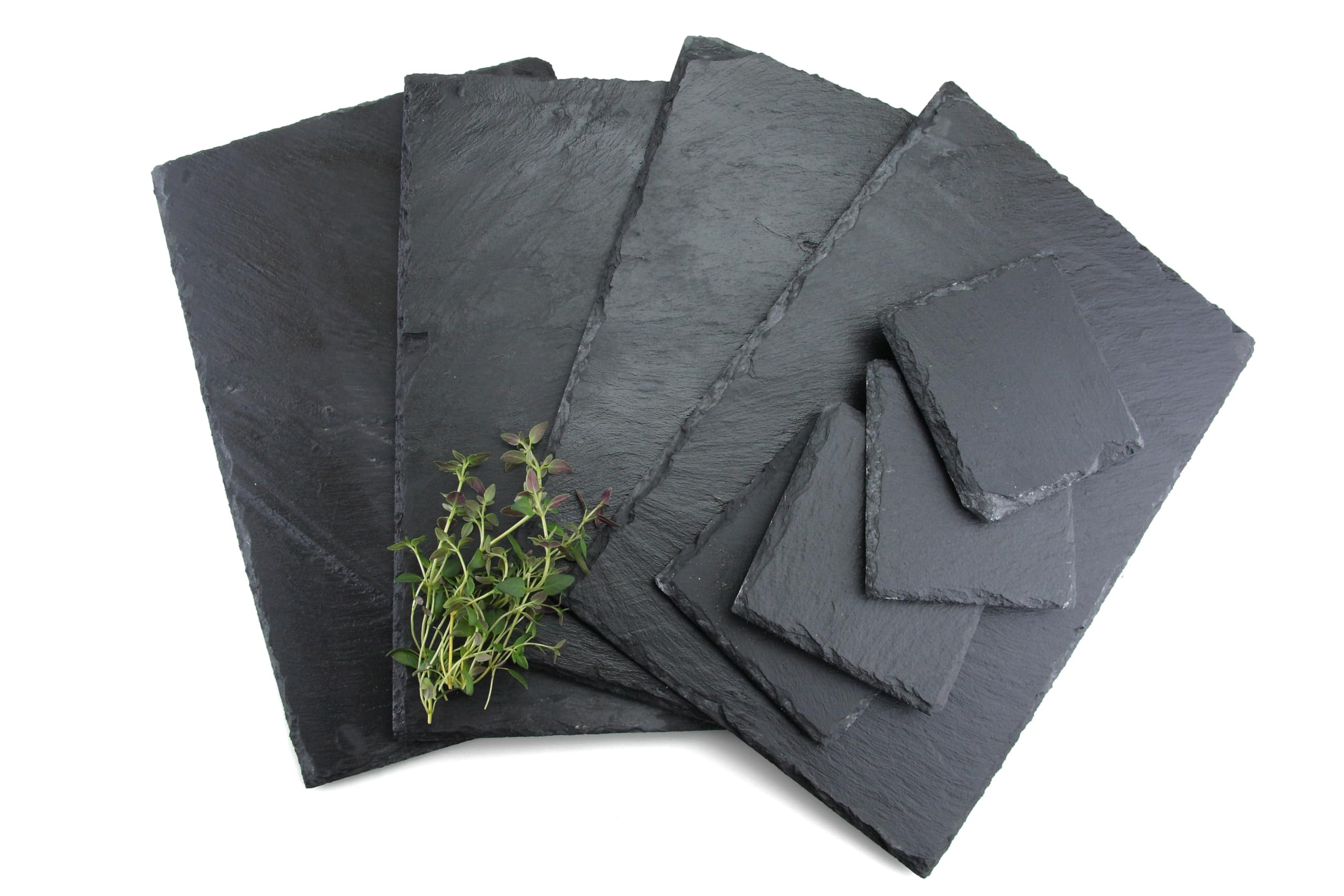 Apollo Slate Placemat & Coaster Set Black Rectangle Square 30X20cm 10X10cm Dining Décor