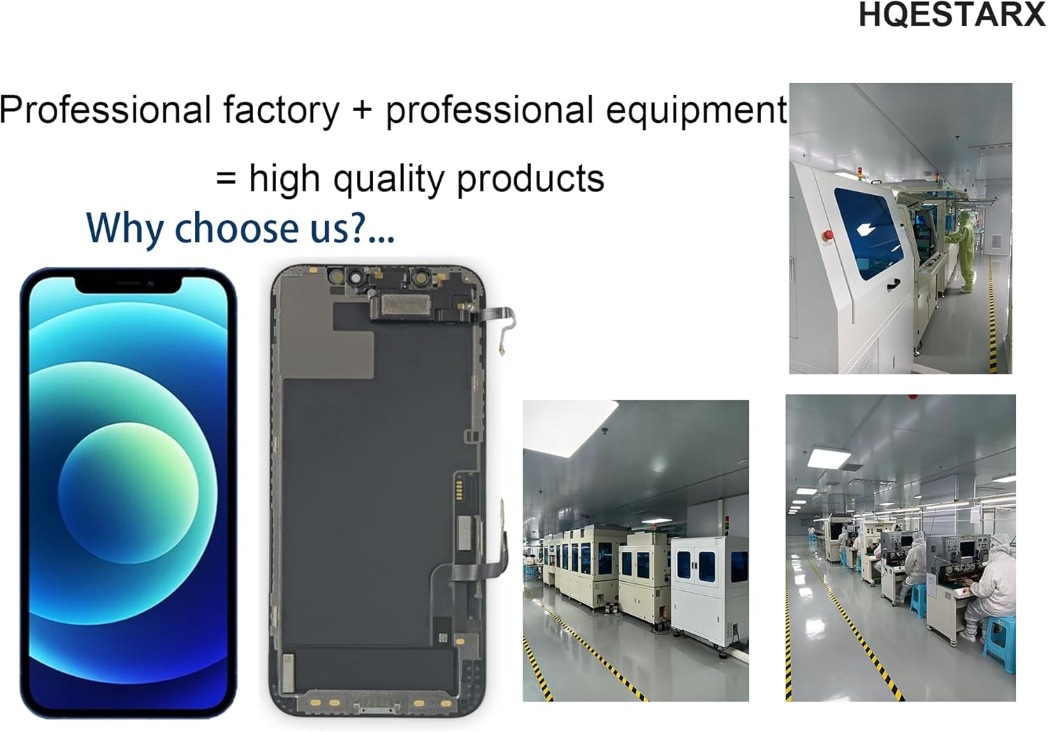 HQESTARX [OLED] for iPhone 12/12pro Screen Replacement OLED kit .[NOT LCD] 6.1 Inch.3D Touch OLED Display digitizer Touch Screen Assembly with Repair Tool+Screen Protector.