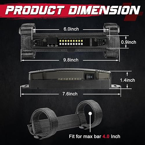 Miniatura 10 de OFFROADTOWN Luz de cúpula UTV universal para montaje en barra enrollable, luz LED de cúpula alimentada por baterías, luz interior del coche, luz de
