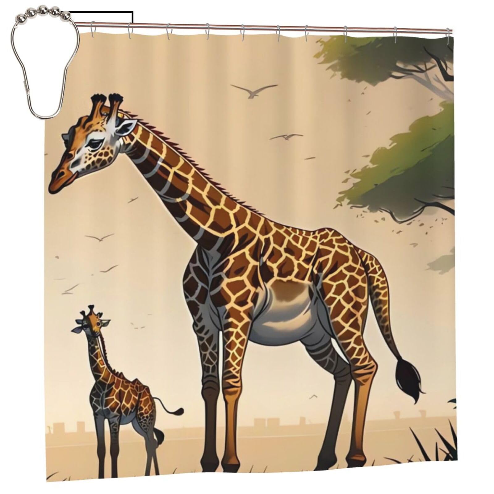 Rideaux de douche motif girafe lavables pour transformer la salle de bain des enfants