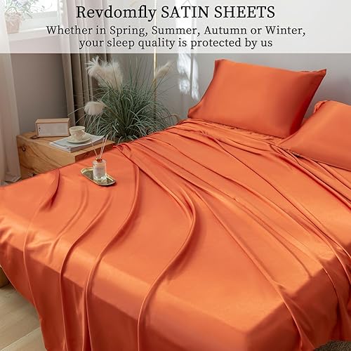 Miniatura 2 de Revdomfly Juego de sábanas de satén de lujo de 4 piezas, 1 sábana bajera de alta calidad que absorbe la humedad que se adapta a un bolsillo de hasta