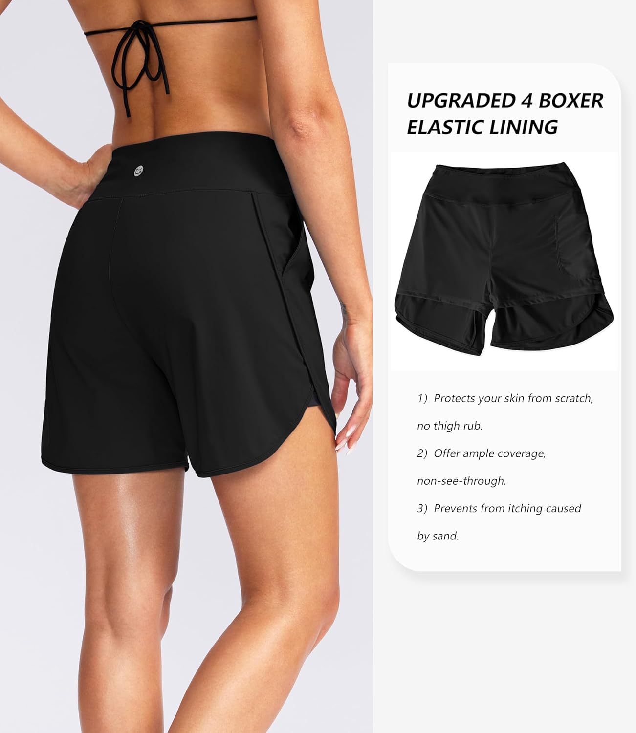G Gradual Women's 5" High Waisted Swim Board Shorts Quick Dry UPF 50+ Swimming Beach Shorts for Women with Liner Pockets - Image 5