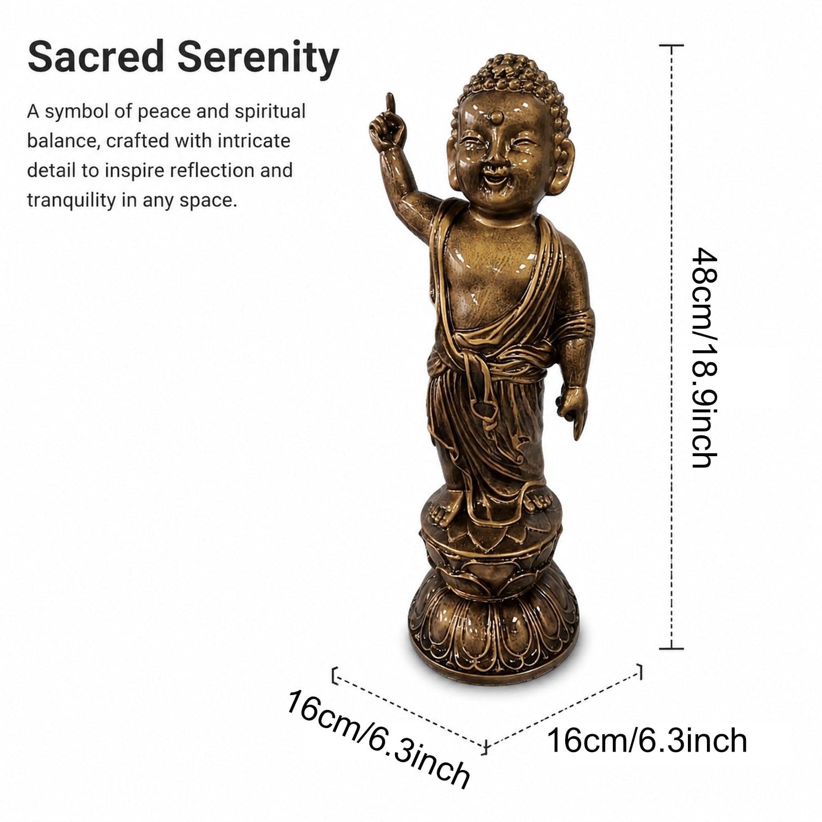 Sharplace Estatua Buda, Figura Resina, Escultura Buda, Adorno Escritorio para estantería u Oficina, 48x16cm