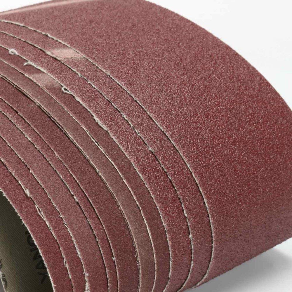11Pcs Nastri abrasivi 75mm x 533mm 80120150 Set di nastri abrasivi per levigatrici in allumina a grana mista Accessori, come mostrato