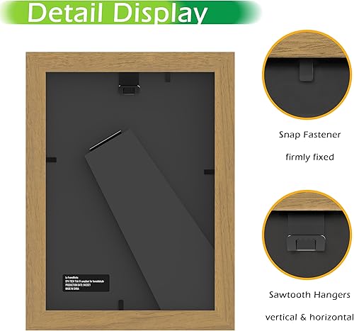 Vista 129 de FrameWorks Marcos de fotos clásicos de madera de 11 x 14 a 8 x 10 pulgadas con vidrio templado, roble natural, paquete de 6