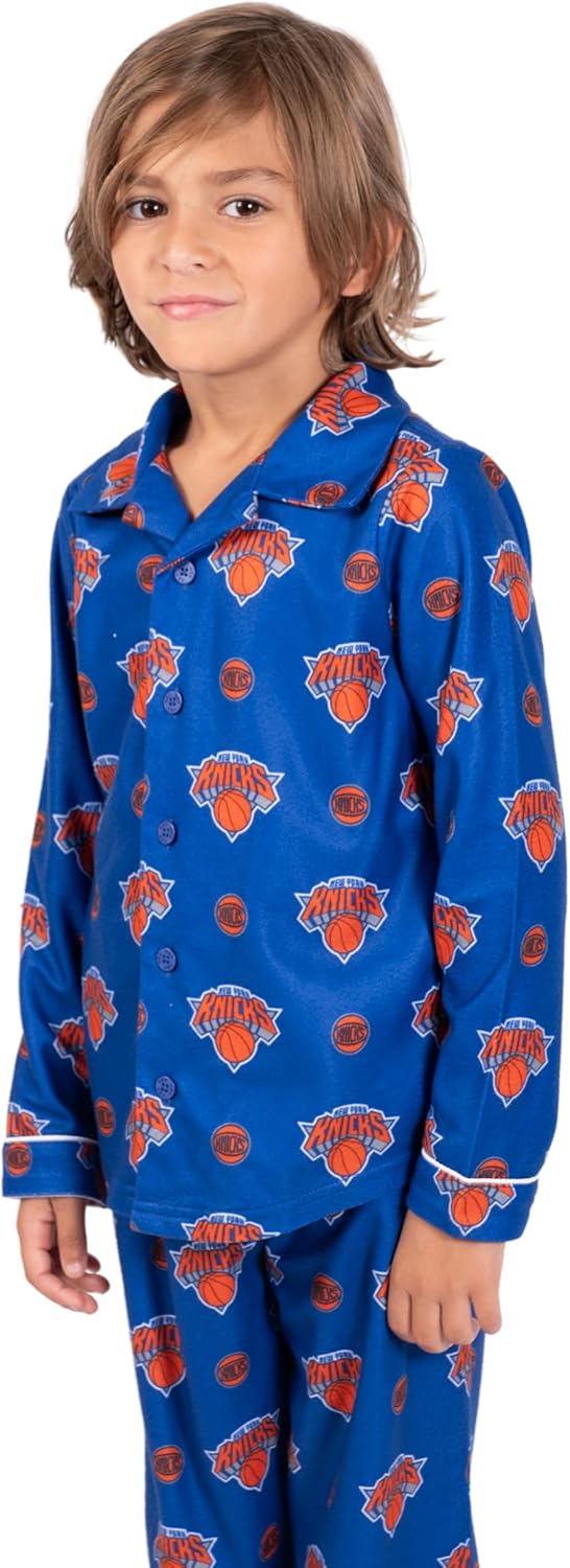 Ultra Game Youth NBA Official 2-Piece Super Soft Button Down Pajamas Set - Image 3
