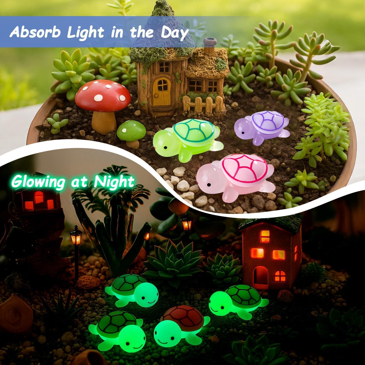 lrgnixs Mini Turtles,10 Pcs Luminous Resin Turtles Sea Animals Toys For Decor,Multicolor Turtle Toy Mini Resin Animals Figure,Tiny Turtles Figures for Home Garden Aquarium Dollhouse Decor - Image 3
