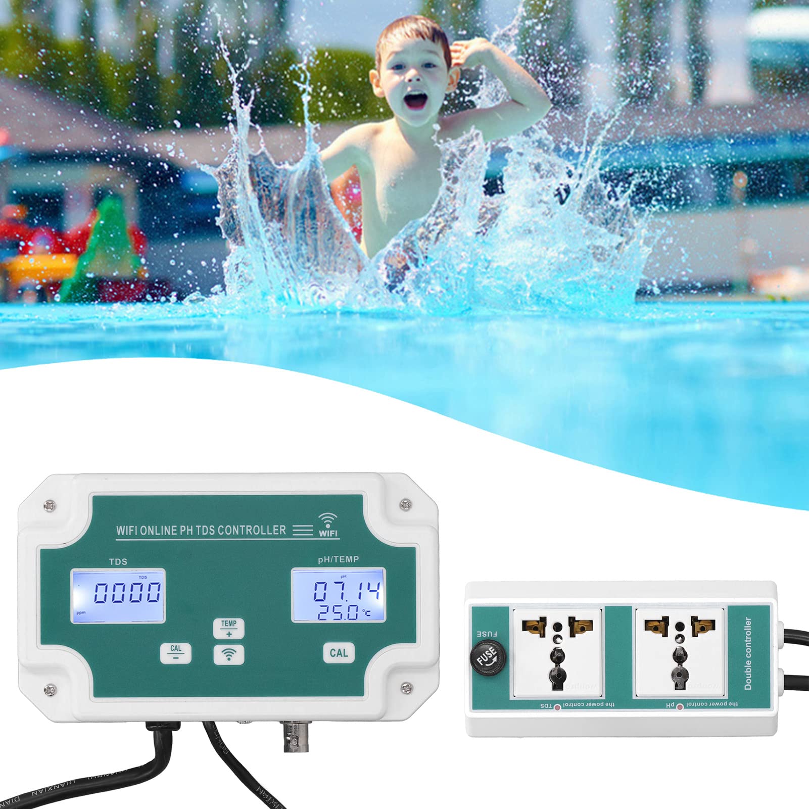 WIFI PH TDS Detector, Detectar Temperatura PH TDS Valores Sondas de Alta Precisión Controlador de Calidad Del Agua Analizador, Transmisión de Datos en Tiempo Real para Laboratorios(EU230V)
