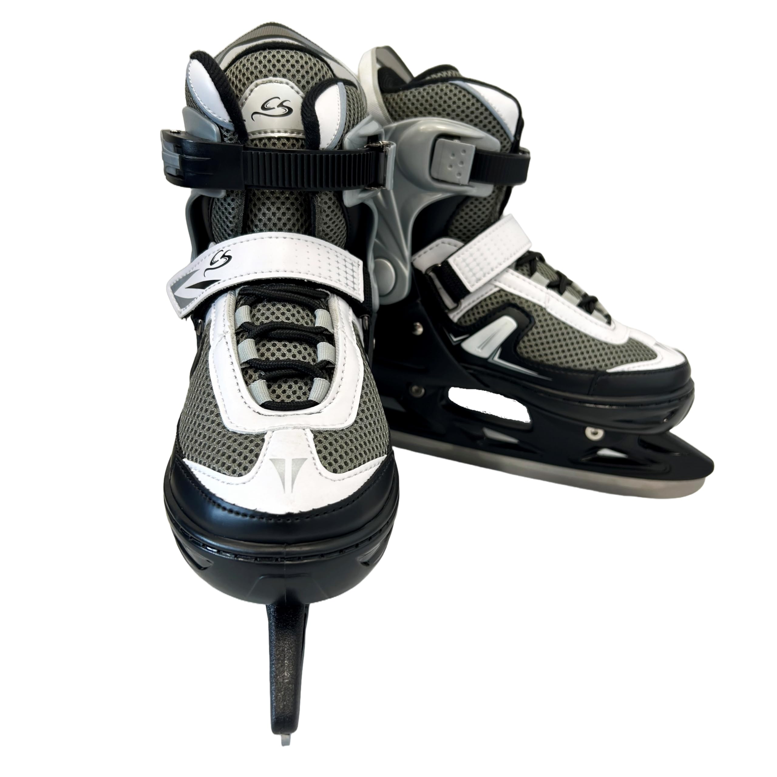 Cox Swain verstellbare Schlittschuhe Push, Eislaufschuhe für Kinder, Jugendliche und Erwachsene bis 100KG, vorgeschliffene Edelstahlkufe, Softboot, Black Gr. S (33-36)