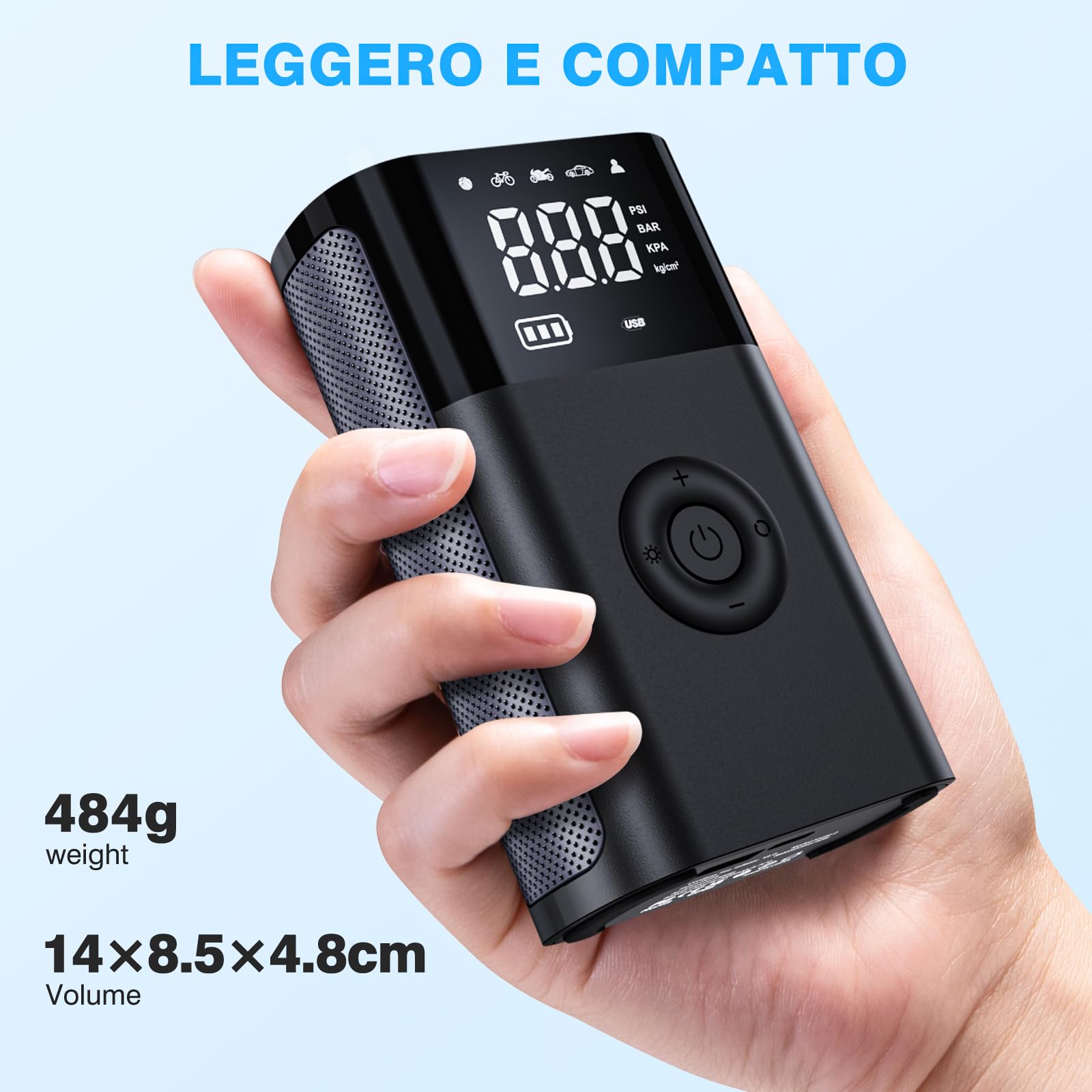 CaRSun Compressore Aria Portatile,150PSI Mini Compressore Portatile,Gonfiatore Elettrico Portatile con Manometro,Pompa Elettrica è Adatto per Auto, Moto, Biciclette, Anello di Nuoto, Ecc.
