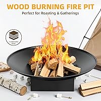 Vista 7 de 32 Inch Fire Pit for Outside, Outdoor Wood Burning Fire Pit Table with Grill & Cover Lid, Large Portable Firepit for Backyard Patio Camping